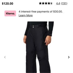 Men’s large black Columbia snow pants